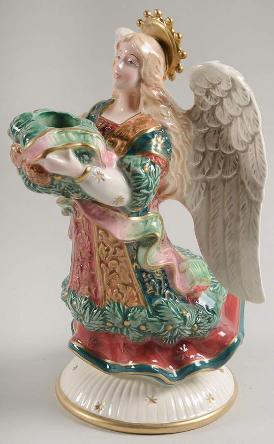 Damask Christmas Figural Candlestick by Fitz & Floyd-1