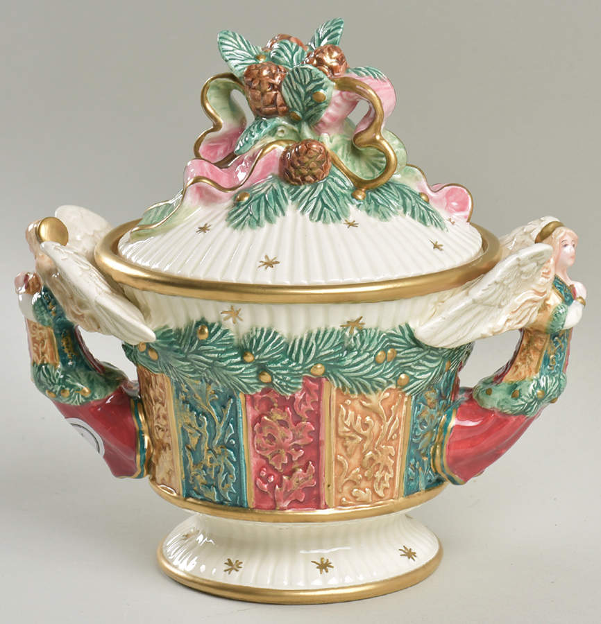 Damask Christmas Candy Box & Lid by Fitz & Floyd-1