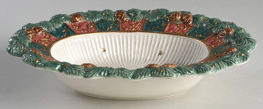 Damask Christmas 10" Oval Vegetable Bowl by Fitz & Floyd-1