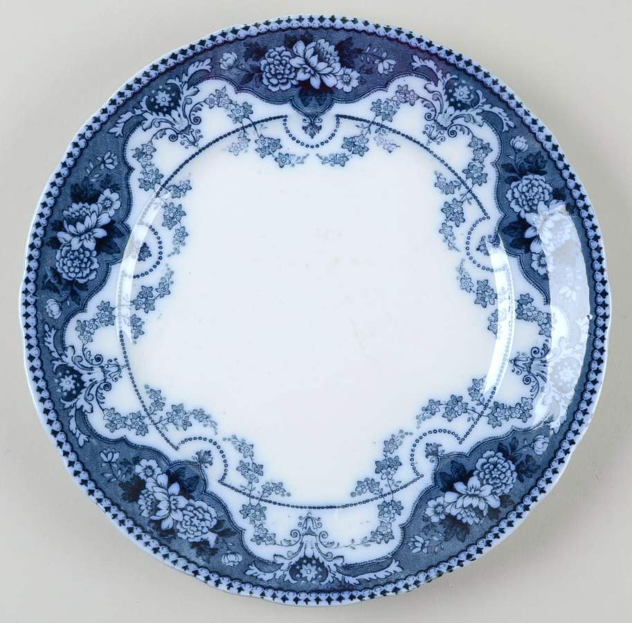 Argyle Blue Gray Transferware Large Dinner Plate by Ford & Sons-1