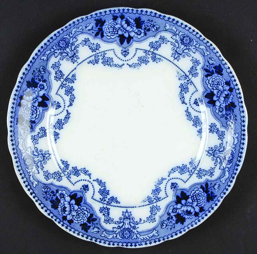 Argyle Blue Gray Transferware Dinner Plate by Ford & Sons-1