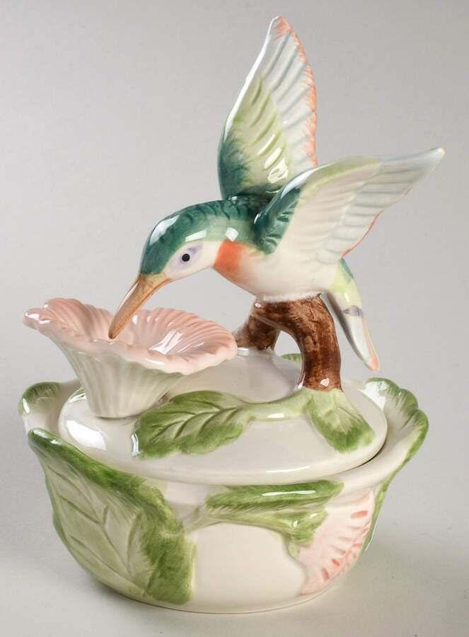 Hummingbird (Sculpted) Round Box & Lid by Fitz & Floyd-1