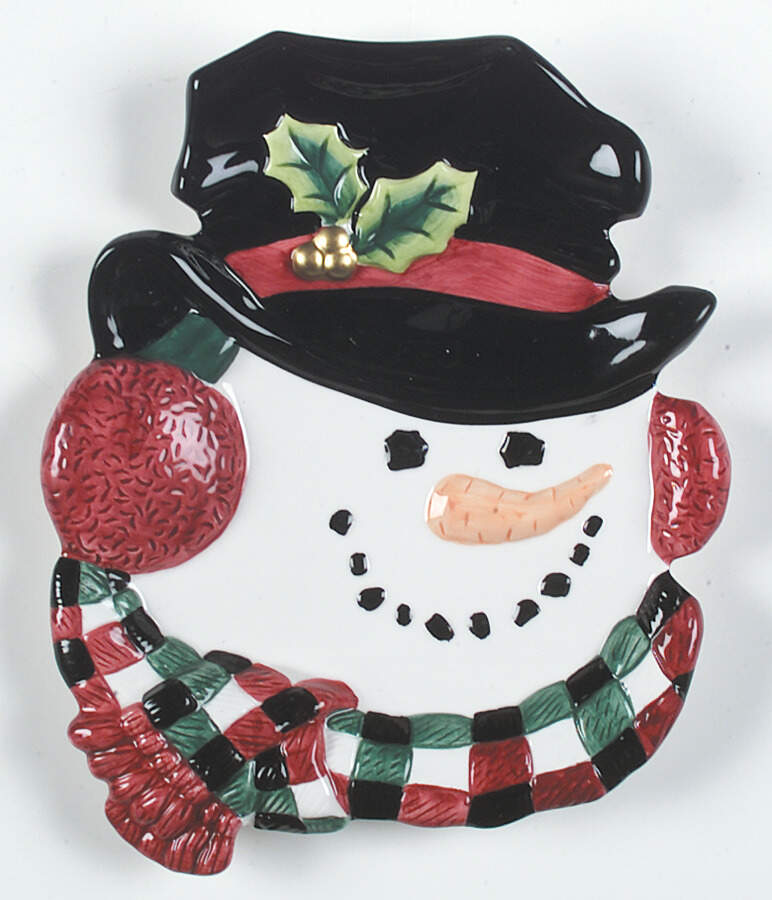 Top Hat Snowman Canape Plate by Fitz & Floyd-1