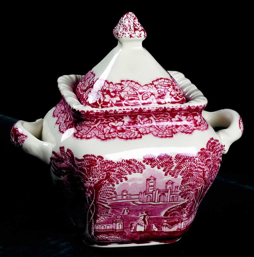 Vista Pink Sugar Bowl & Lid by Furnivals-1