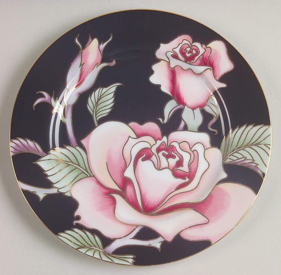 Midnight Rose (Pink Rose) Salad Plate by Fitz & Floyd-1