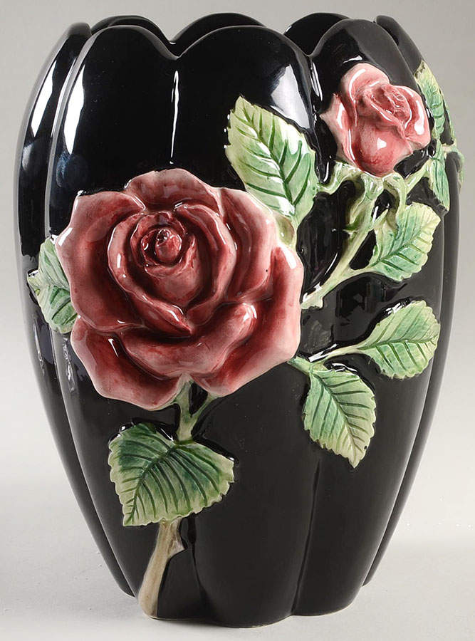 Midnight Rose (Pink Rose) 9" Vase by Fitz & Floyd-1