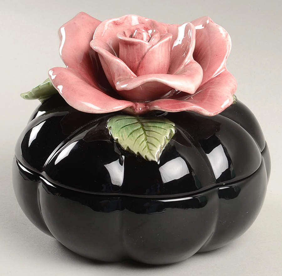 Midnight Rose (Pink Rose) Round Box & Lid by Fitz & Floyd-1