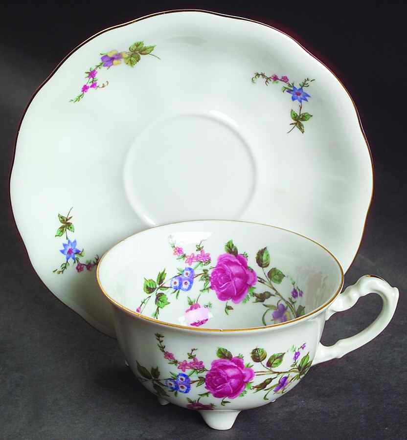 3607 (1-16" Gold Trim) Footed Cup & Saucer Set by Favolina-Karolina-1