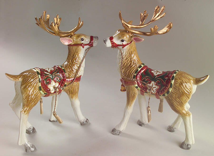 Christmas Tidings Deer Figurine - Set of 2 Motifs by Fitz & Floyd-1
