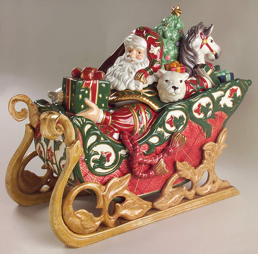 Christmas Tidings Cookie Jar & Lid by Fitz & Floyd-1