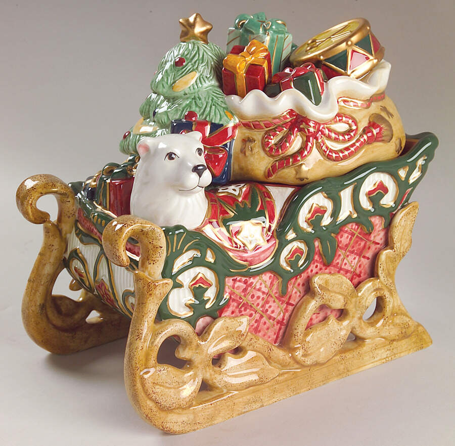 Christmas Tidings Candy Jar & Lid by Fitz & Floyd-1