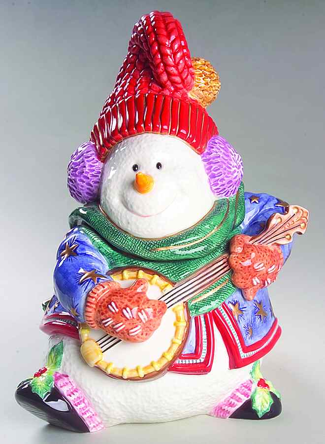 Snowman Jamboree Candy Jar & Lid by Fitz & Floyd-1
