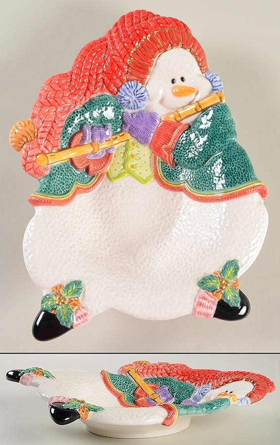 Snowman Jamboree 12" Round Vegetable Bowl by Fitz & Floyd-1