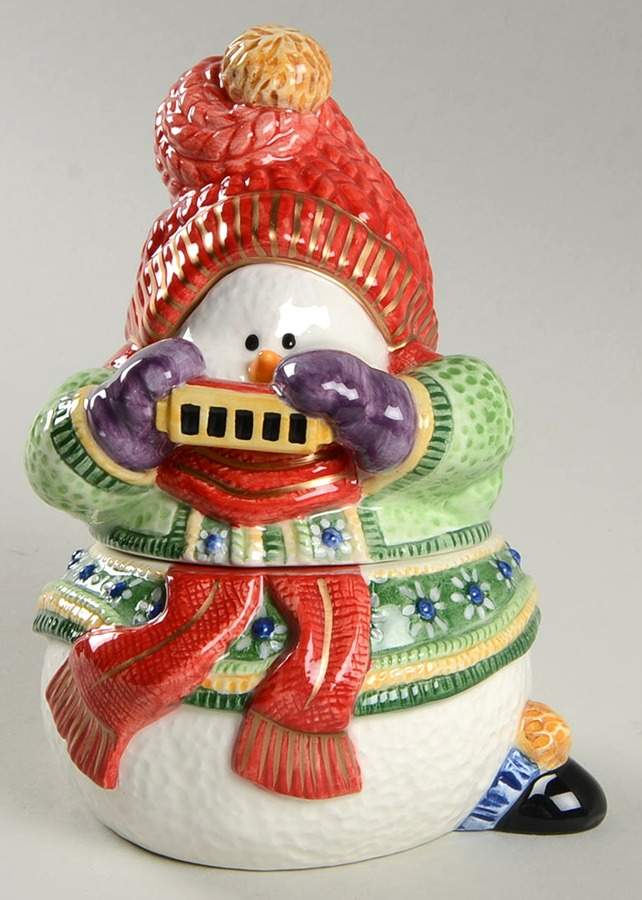 Snowman Jamboree Sugar Bowl & Lid by Fitz & Floyd-1