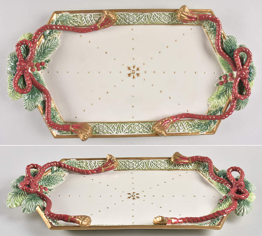 Winter Holiday Santa 17" Oval Serving Platter by Fitz & Floyd-1