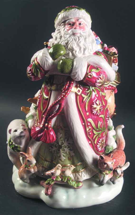 Winter Holiday Santa Cookie Jar & Lid by Fitz and Floyd-1
