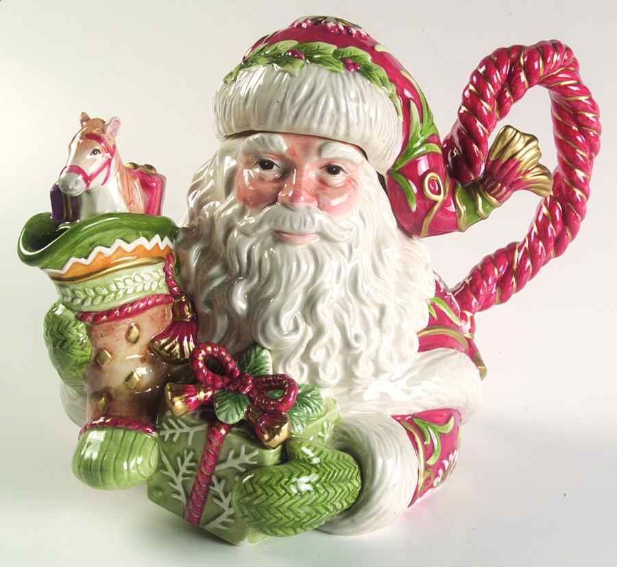 Winter Holiday Santa Teapot & Lid by Fitz & Floyd-1