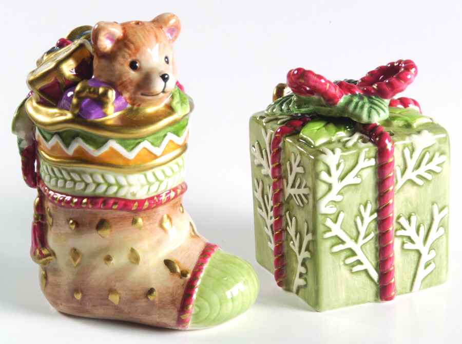 Winter Holiday Santa Salt & Pepper Set by Fitz and Floyd-1