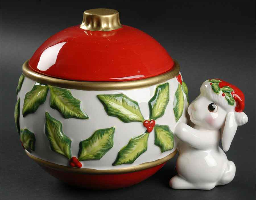 Christmas Bunny Blooms Candy Box & Lid by Fitz & Floyd-1