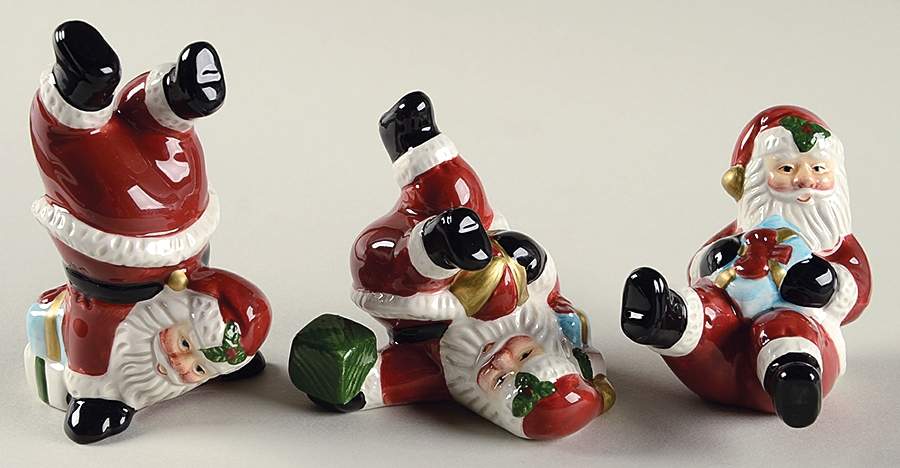 Holiday Santa (Set of 3) Tumbling Santa Figurines by Fitz & Floyd-1