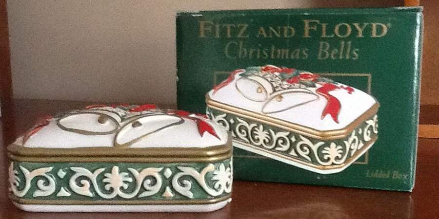 Christmas Bells Trinket Box & Lid by Fitz & Floyd-1