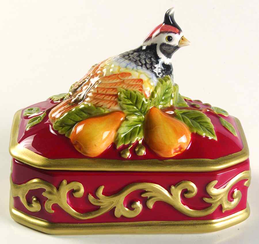 Partridge Rectangular Box with Lid by Fitz & Floyd-1