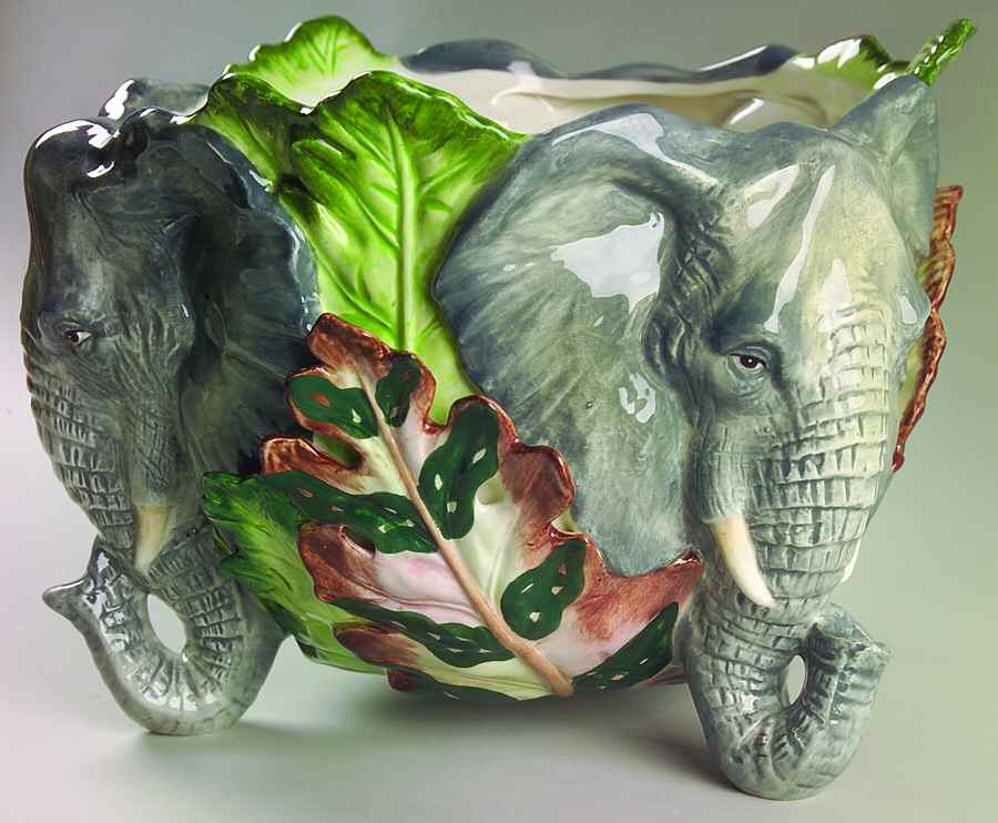 Exotic Jungle Centerpiece/Cachepot by Fitz & Floyd-1