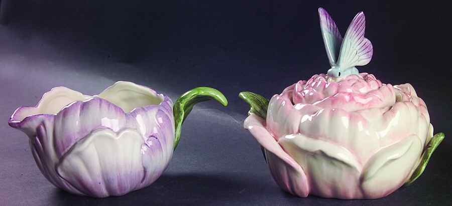 Fauna And Flora Creamer & Sugar with Lid (Box Set) by Fitz & Floyd-1