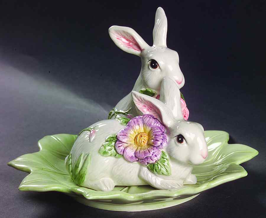 Fauna And Flora (3 Pc) Salt & Pepper Tray Set by Fitz & Floyd-1