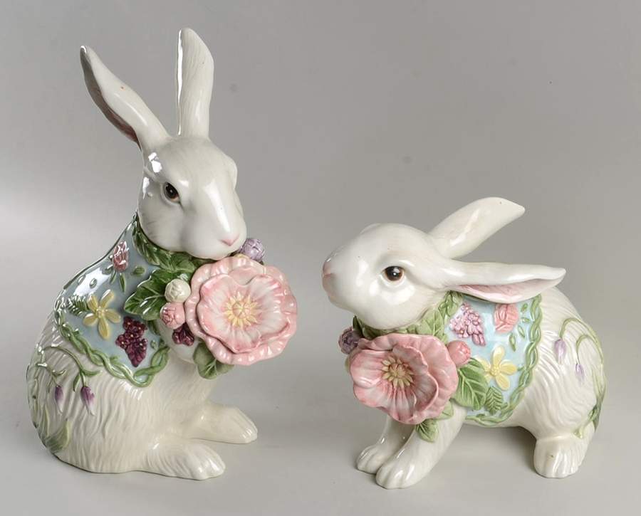 Fauna And Flora Rabbit Set-Crouching & Sitting (FRBCR & FRBSIT) by Fitz & Floyd-1