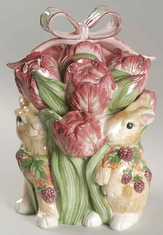 Blackberry Rabbit Cookie Jar & Lid by Fitz & Floyd-1