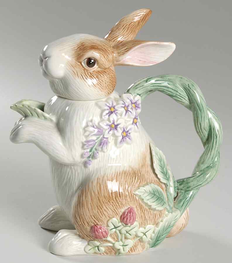 Botanical Bunny Teapot & Lid by Fitz & Floyd-1