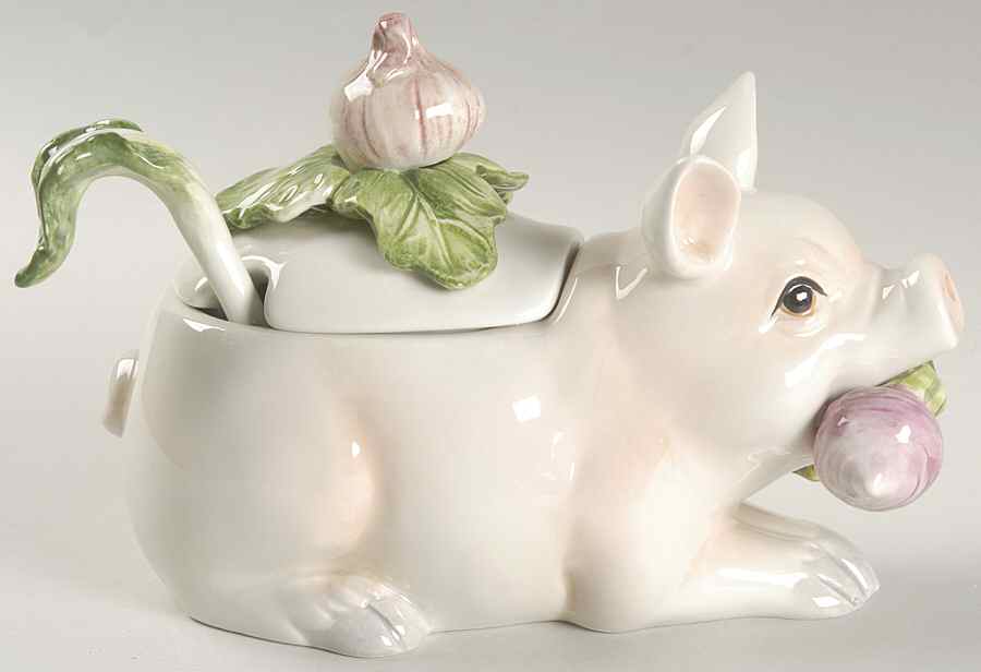 French Market Condiment Jar & Lid w/Spoon by Fitz & Floyd-1