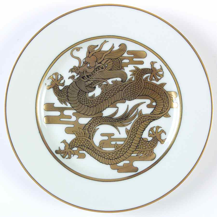Dragon D'Or (White Background) Salad Plate by Fitz & Floyd-1