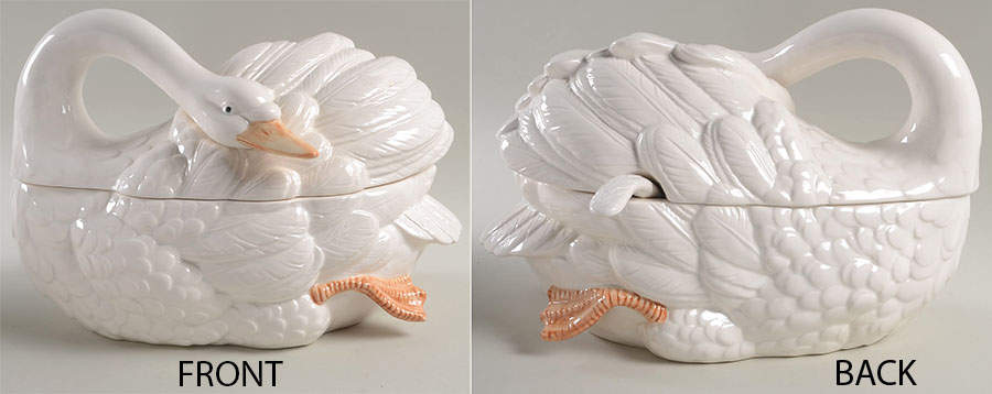 Swans Figural Tureen & Lid with Ladle by Fitz & Floyd-1