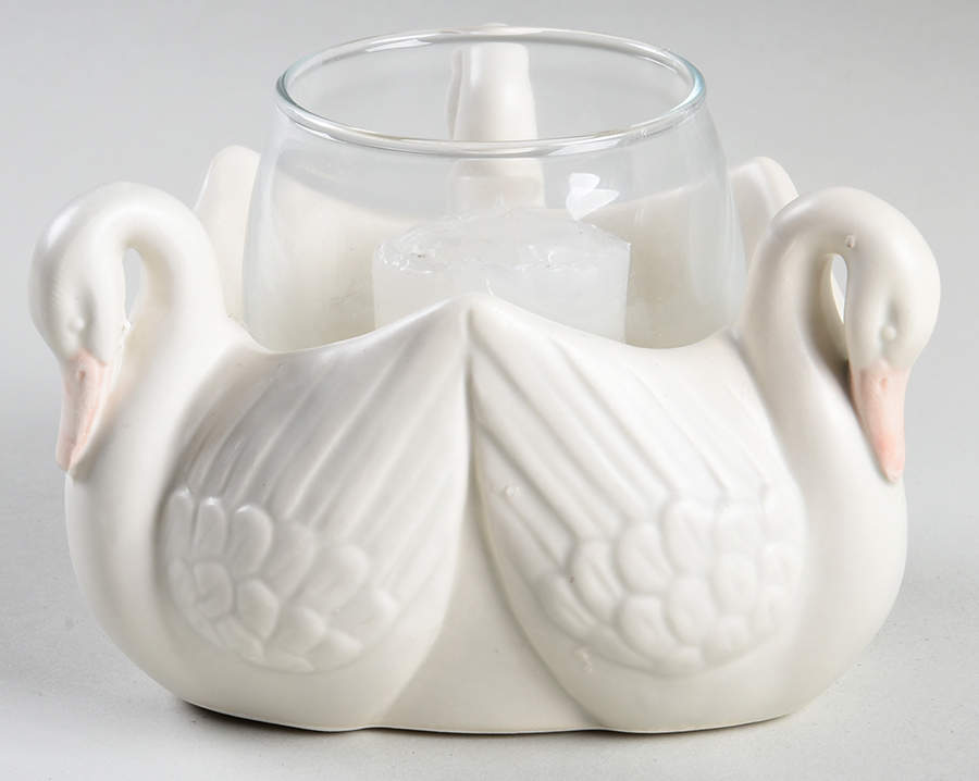 Swans Votive Candleholder with Glass Globe by Fitz & Floyd-1