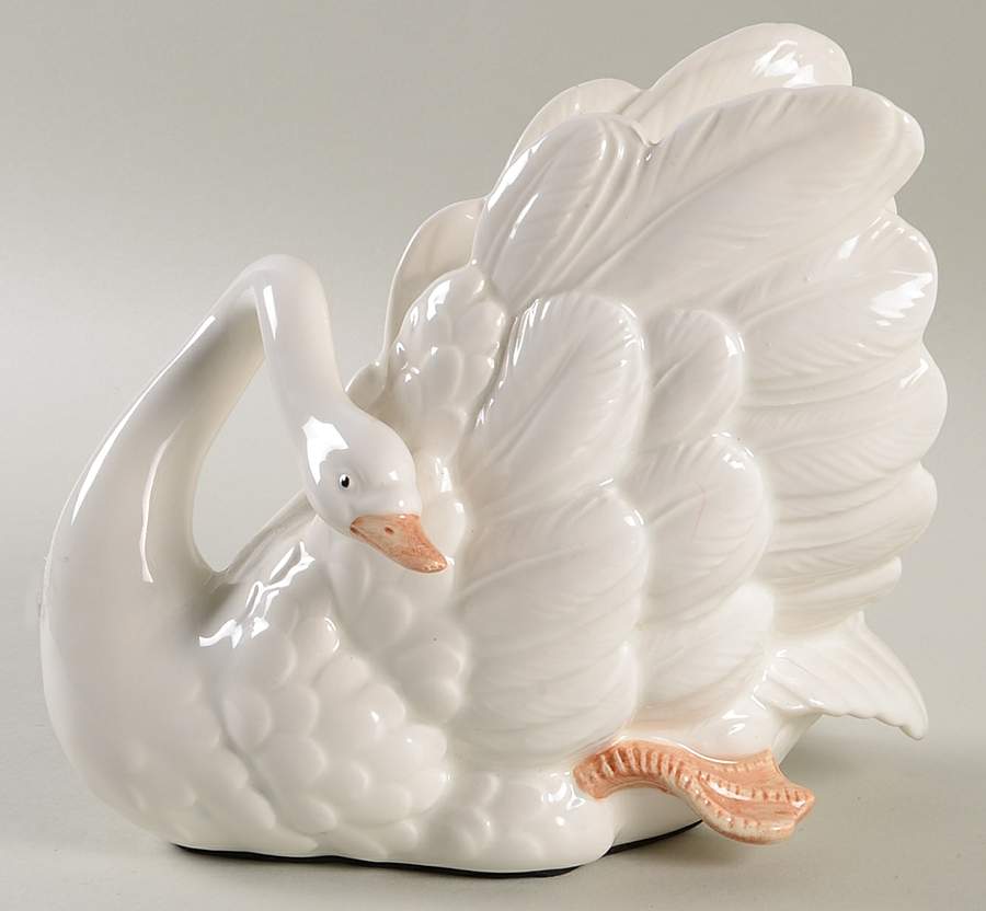 Swans Figural China Bookend by Fitz & Floyd-1