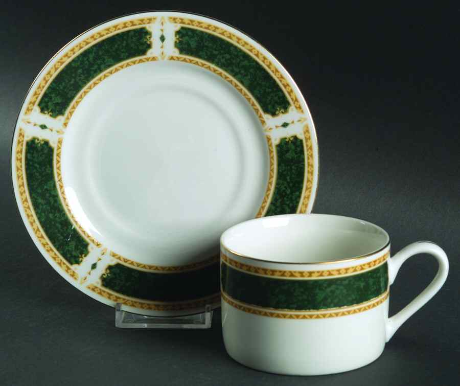 Emerald Garden Flat Cup & Saucer Set by Farberware-1