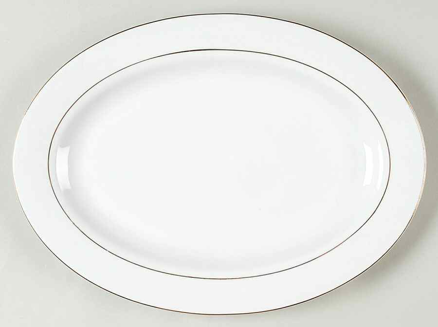 Classic Gold (Rim, Gold Trim & Verge) 12" Oval Serving Platter by Fairfield-1