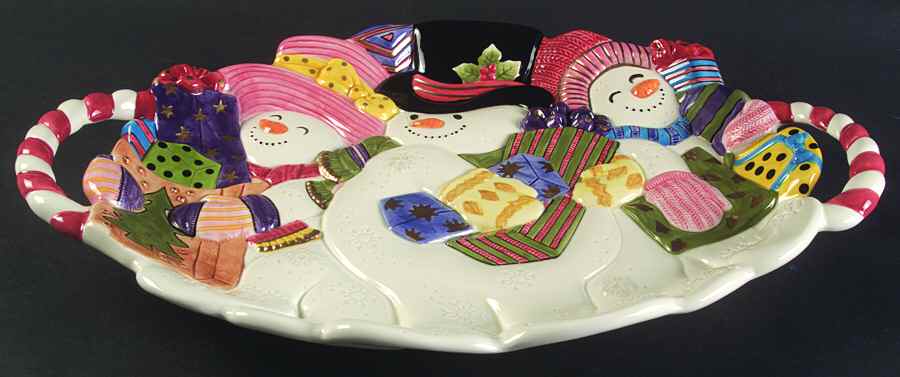 Frosty Folks 16" Sculpted Oval Serving Platter by Fitz & Floyd-1
