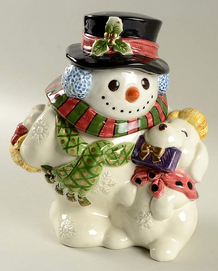 Frosty Folks Figural Candy Jar & Lid by Fitz & Floyd-1
