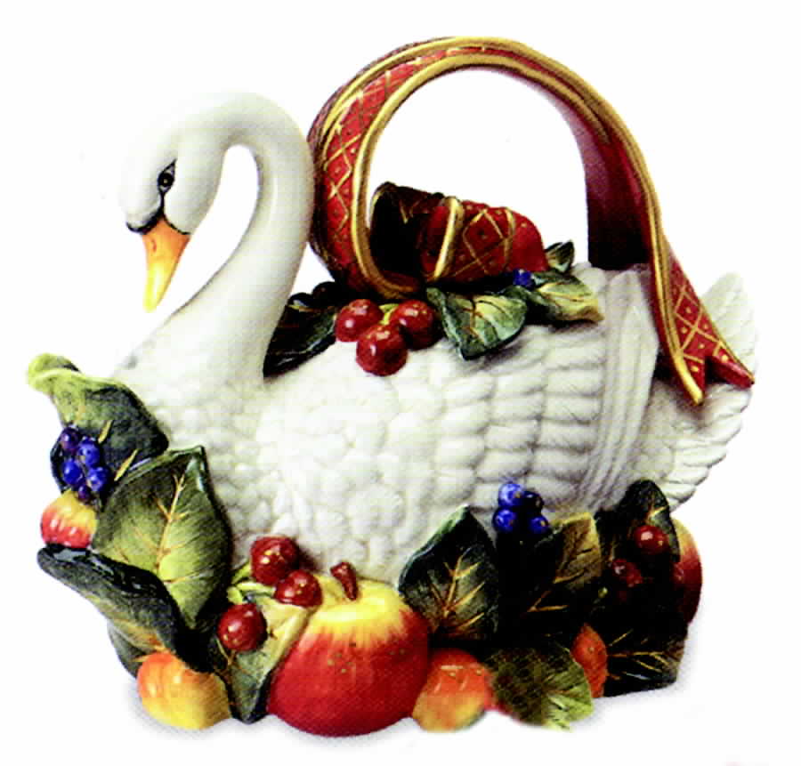 Holiday Swan Teapot & Lid by Fitz & Floyd-1