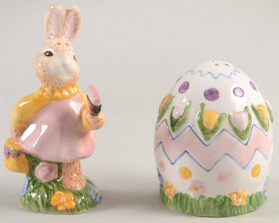 Egg Spress Painting Salt & Pepper Set by Fitz & Floyd-1