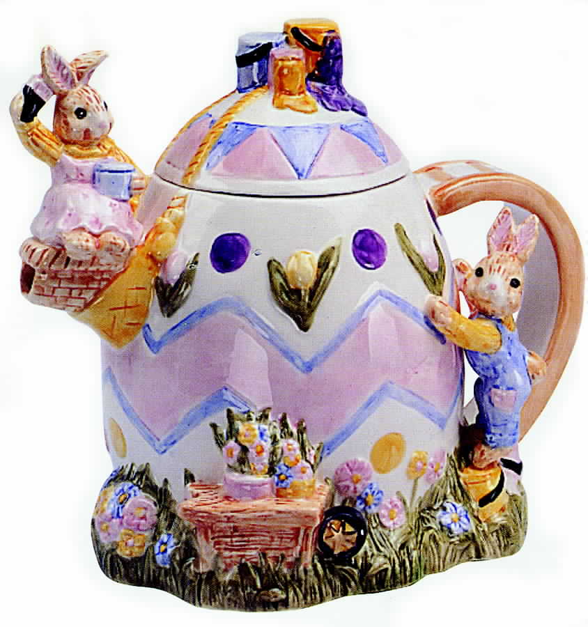 Egg Spress Painting Teapot & Lid by Fitz & Floyd-1