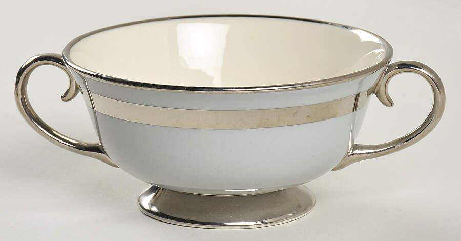 Theme (Platinum on Gray) Footed Cream Soup Bowl by Flintridge-1