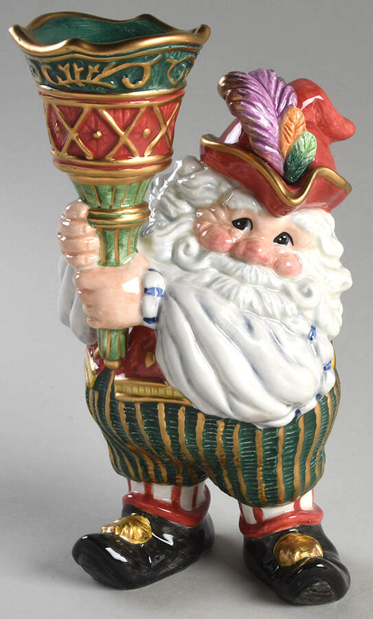 Christmas Court 8" Tall Candlestick by Fitz & Floyd-1
