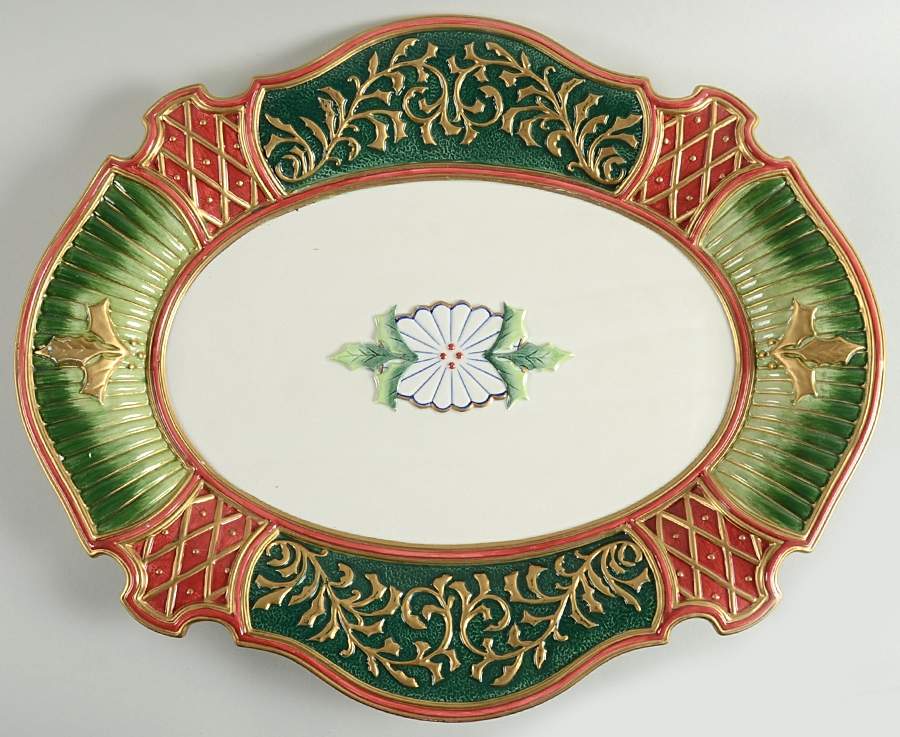 Christmas Court 18" Oval Serving Platter by Fitz & Floyd-1