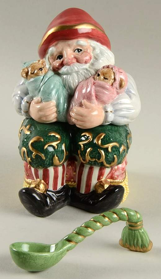 Christmas Court Figural  Sugar Bowl & Lid w/Spoon by Fitz & Floyd-1