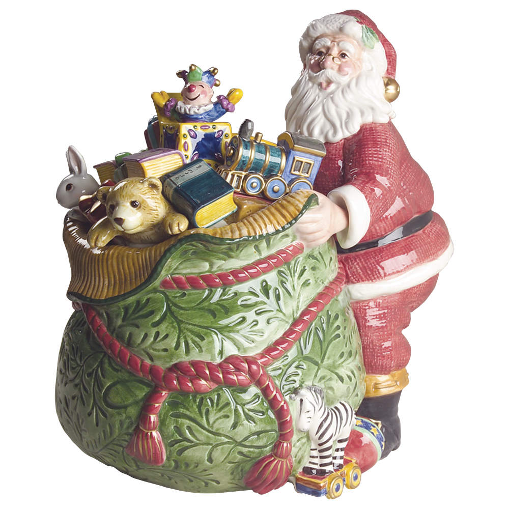 Old Fashioned Christmas Cookie Jar & Lid by Fitz & Floyd-1