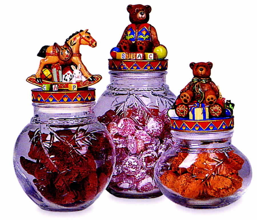Old Fashioned Christmas Medium Glassware Storage Jar & Lid by Fitz & Floyd-1